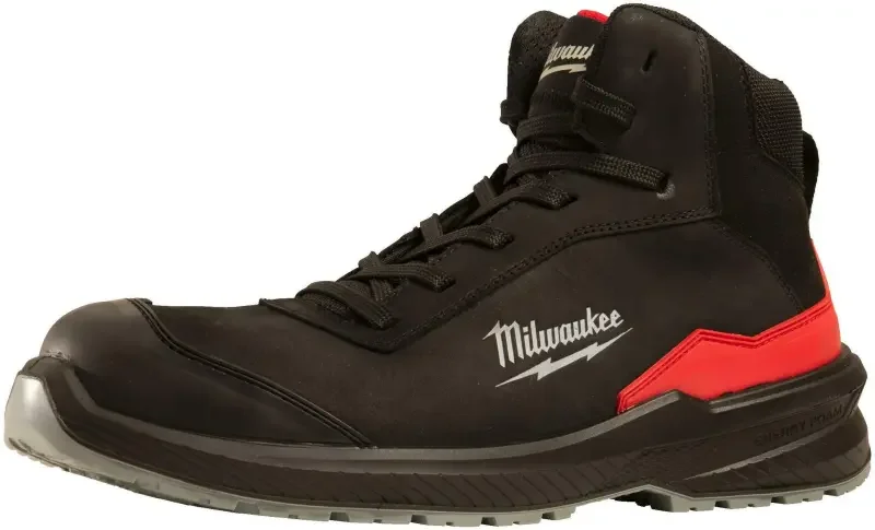 Vysoce Kvalitní Bezpečnostní obuv, vodoodpudivá kůže nubuk, Milwaukee Flextred™ S3S 1M110133 ESD SC FO SR černá barva (vel.45), 4932493736