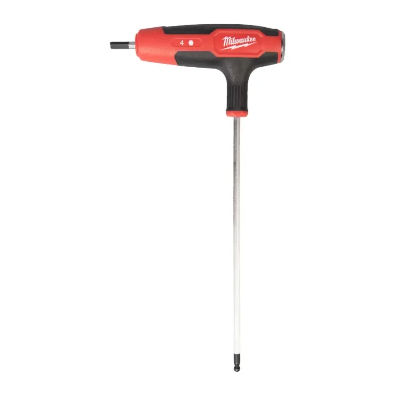 Zástrčný šroubovací klíč Milwaukee Ball End bit 4mm HEX s T rukojetí, Comfort Grip, úderová plocha, 4932498682 Jen Po Omezenou Doba