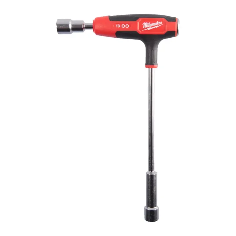 Značkový Nástrčný šroubovací klíč 12-hranný Milwaukee 13mm s T rukojetí, Comfort Grip, úderová plocha, 4932498714