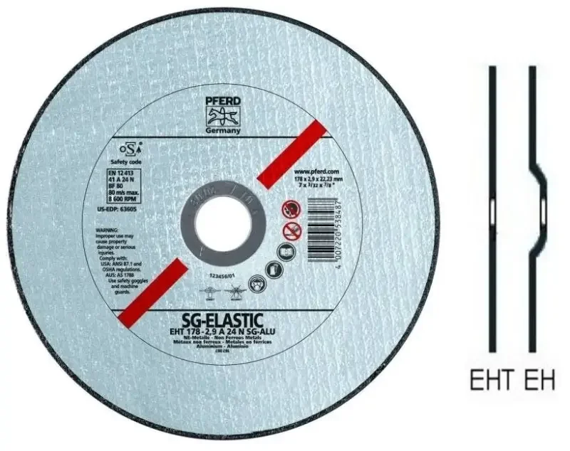 Vysoce Kvalitní Rozbrušovací kotouč EHT 115-2,4 A 30 N SG-ALU/22,23. PFERD - SG-ELASTIC (PF4007220617892)