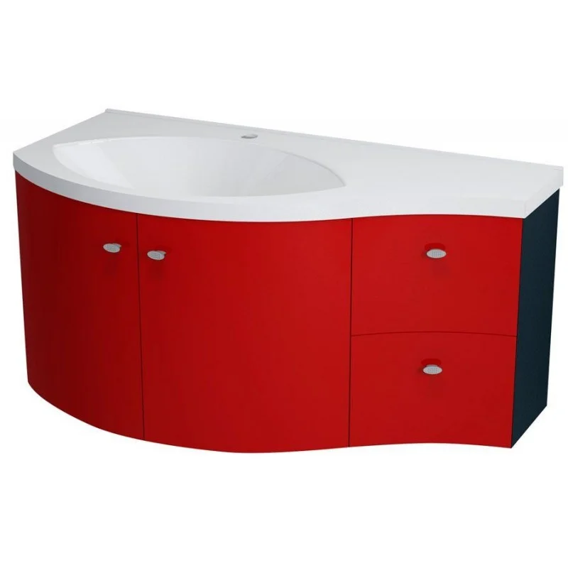 Zlevněný SAPHO AILA 55638 umyvadlová skříňka 110x39cm, červená/černá, zásuvky vpravo