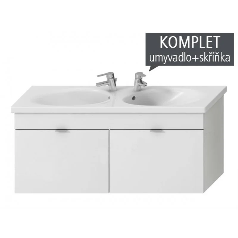 Akce Jika TIGO skříňka s dvojumyvadlem 125cm, bez otvoru, s 2 zásuvkami bílá 4.5519.6.021.500.1