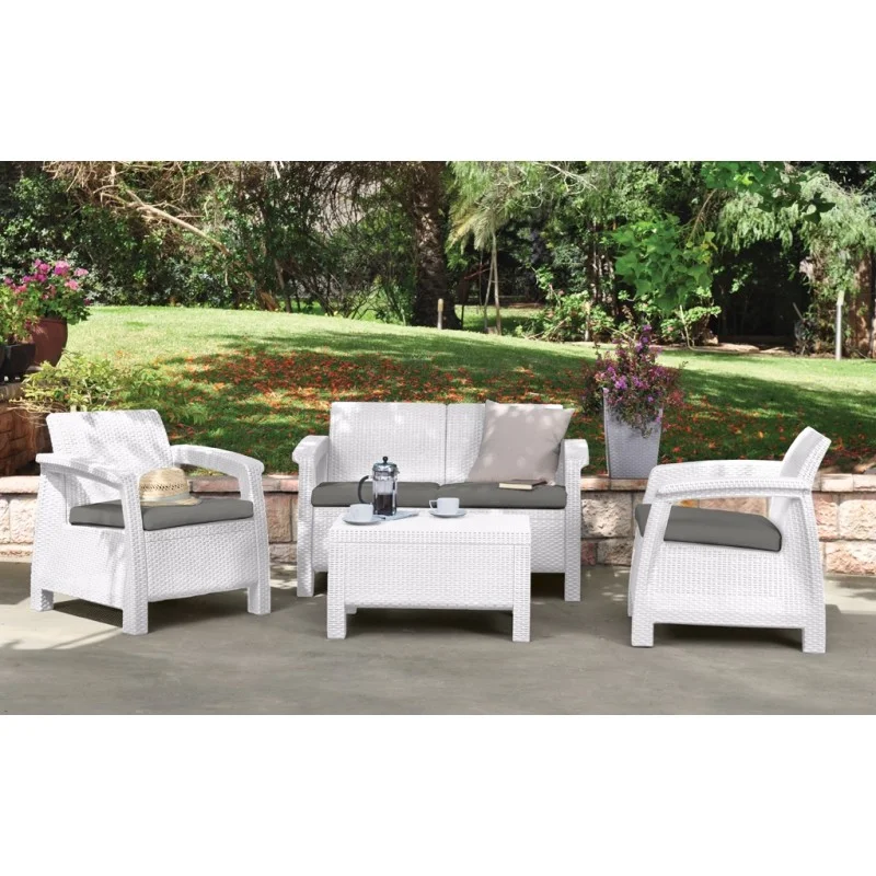 Zahradní set CORFU white + grey Vysoce Kvalitní