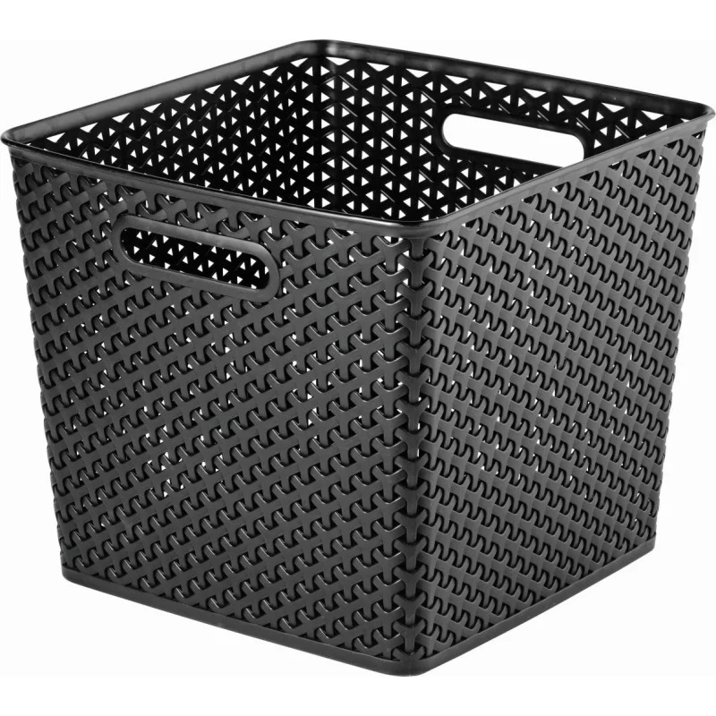 Značkový CURVER úložný box RATTAN Y STYLE, 32,5 x 28 x 32,5 cm, černý, 03613-101