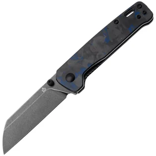 Akční Nabídka QSP Penguin V2 D2, černý stonewash, Rukojeť: Modrý roztrhaný CF překryv G10 QS130V2